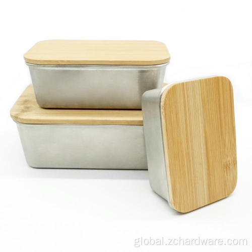 Lunch Box Nesting Bamboo Lid Stainless Steel Food Storages Set Supplier